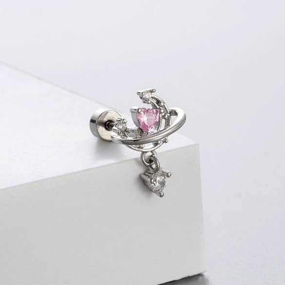 Titanium Steel Geometric Pink Zircon Ear Nails For Women