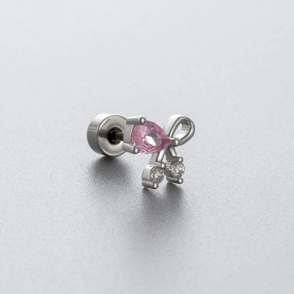 Titanium Steel Geometric Pink Zircon Ear Nails For Women
