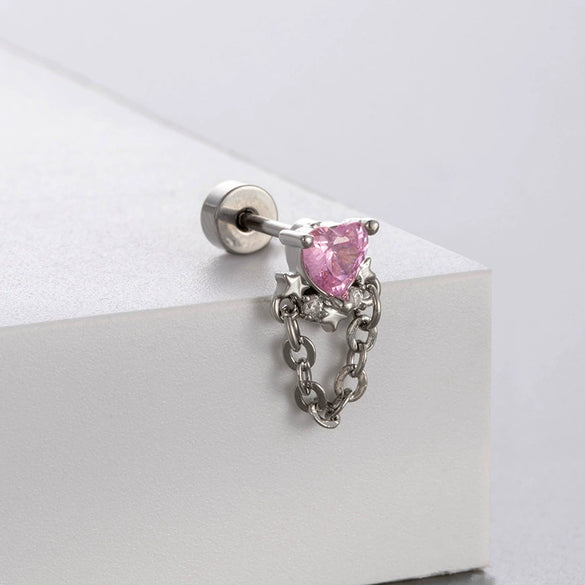 Titanium Steel Geometric Pink Zircon Ear Nails For Women