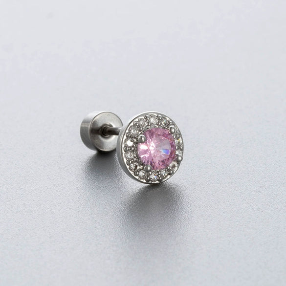 Titanium Steel Geometric Pink Zircon Ear Nails For Women