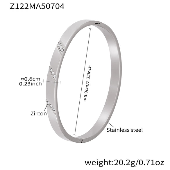 316L Stainless Steel Geometric Plain Ring Inlaid With Zircon Electroplated Bracelet Combination