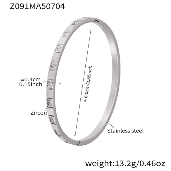 316L Stainless Steel Geometric Plain Ring Inlaid With Zircon Electroplated Bracelet Combination