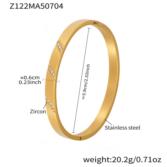 316L Stainless Steel Geometric Plain Ring Inlaid With Zircon Electroplated Bracelet Combination