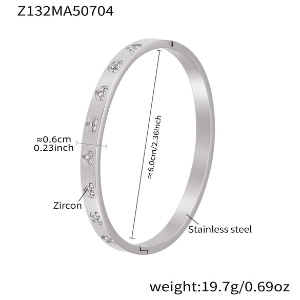 316L Stainless Steel Geometric Plain Ring Inlaid With Zircon Electroplated Bracelet Combination