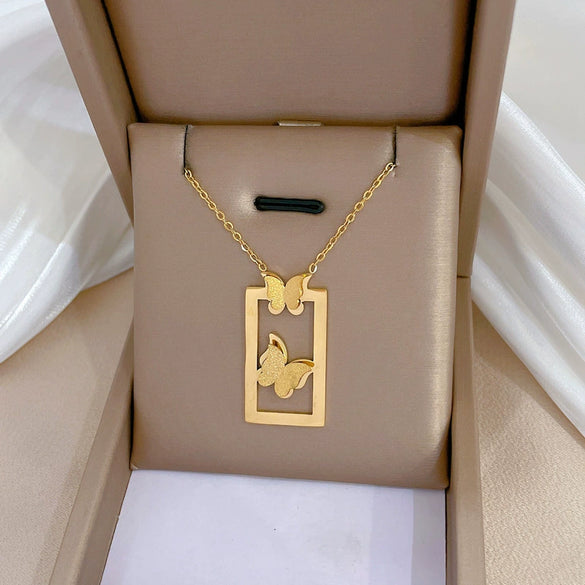 Titanium Steel Geometric Planet Necklace With Real Gold Electroplating For Unisex