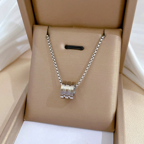 Titanium Steel Geometric Planet Necklace With Real Gold Electroplating For Unisex