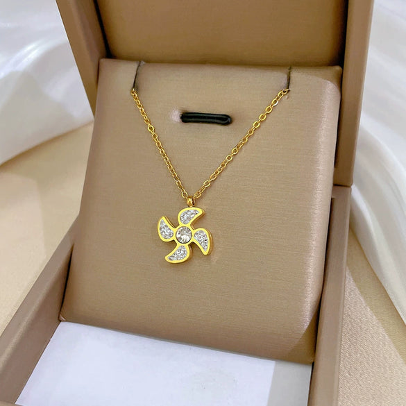 Titanium Steel Geometric Planet Necklace With Real Gold Electroplating For Unisex