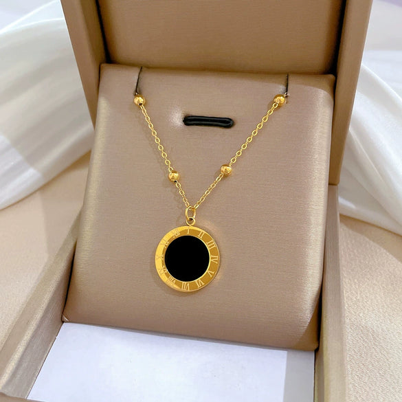 Titanium Steel Geometric Planet Necklace With Real Gold Electroplating For Unisex