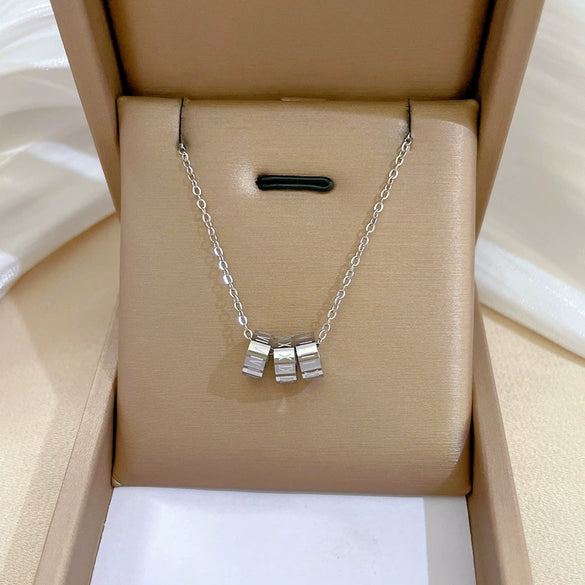 Titanium Steel Geometric Planet Necklace With Real Gold Electroplating For Unisex