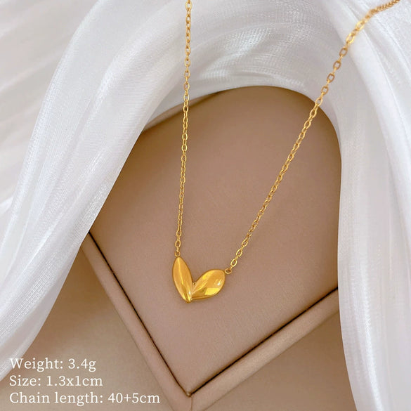 Titanium Steel Geometric Plants And Flowers Cartoon Style Electroplating Necklace