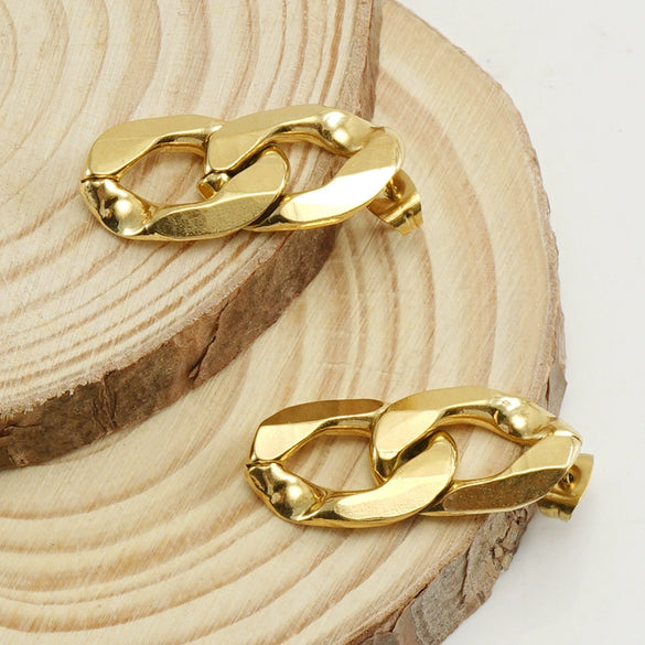 316L Stainless Steel Geometric Plated 18K Gold Irregular Earrings For Women
