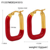 316L Stainless Steel Geometric Red Enamel Electroplated Women's Earrings