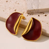 316L Stainless Steel Geometric Red Enamel Electroplated Women's Earrings