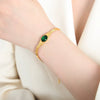 316L Stainless Steel Geometric Retro Colorful Glass Stone White Zircon Necklace Bracelet Set Electroplated For Women