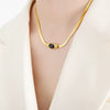 316L Stainless Steel Geometric Retro Colorful Glass Stone White Zircon Necklace Bracelet Set Electroplated For Women