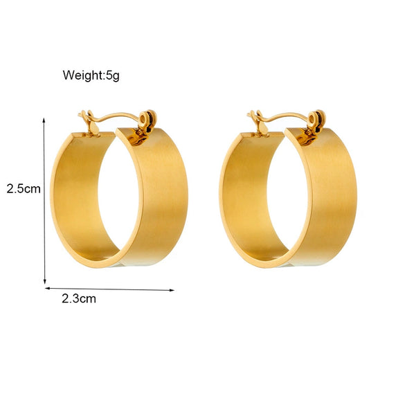 Titanium Steel Geometric Retro Niche Widefaced Circle Electroplated Women's Earrings