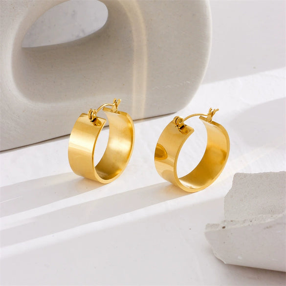 Titanium Steel Geometric Retro Niche Widefaced Circle Electroplated Women's Earrings