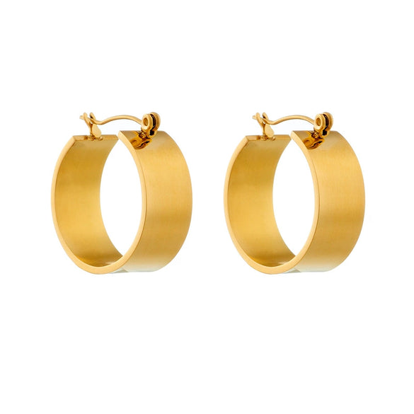 Titanium Steel Geometric Retro Niche Widefaced Circle Electroplated Women's Earrings