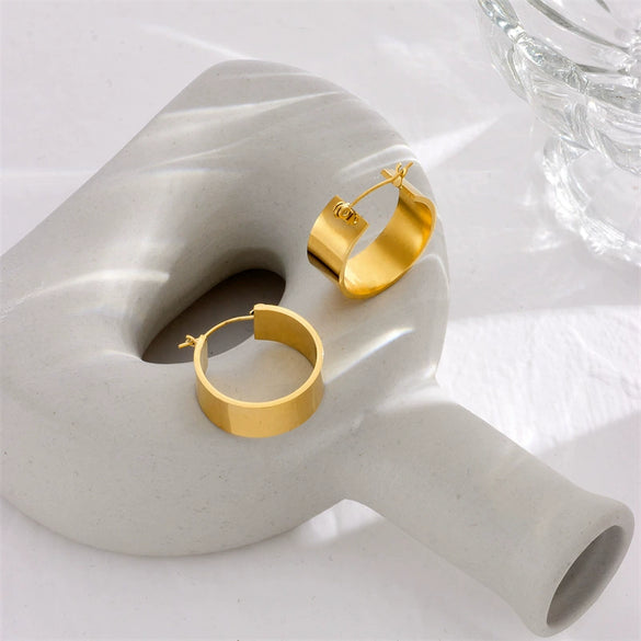 Titanium Steel Geometric Retro Niche Widefaced Circle Electroplated Women's Earrings