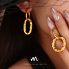 316L Stainless Steel Geometric Ring Buckle Asymmetric Retro Niche Style Earrings For Women With Electroplating