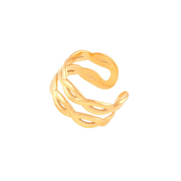Titanium Steel Geometric Ring Electroplated Style