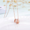 Titanium Steel Geometric Roman Triple Circle Necklace With Diamond Accents Rose Gold Pendant Clavicle Chain Jewelry For Children