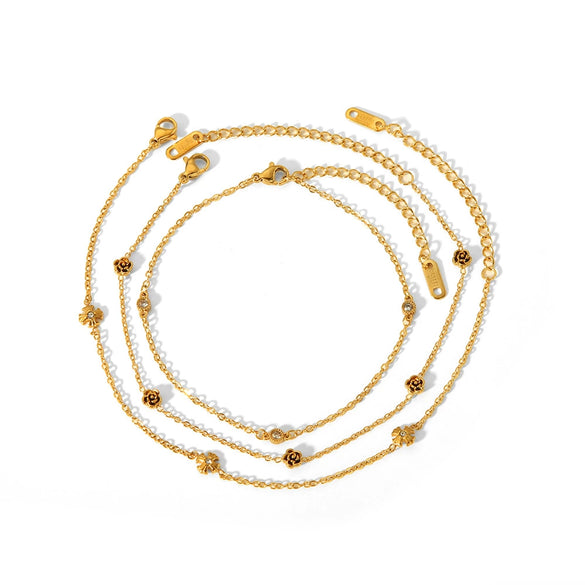 Titanium Steel Geometric Rose Anklet For Women's Jewelry