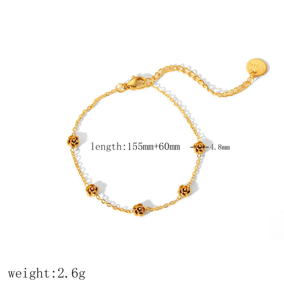 Titanium Steel Geometric Rose Anklet For Women's Jewelry