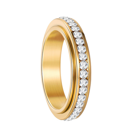 Titanium Steel Geometric Rotatable Decompression Ring With Electroplating For Unisex And Women