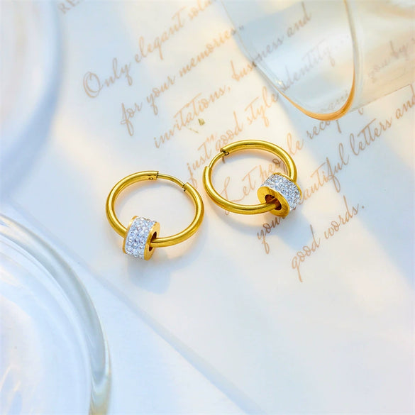 Titanium Steel Geometric Rotatable Pendant Earrings For Women With Electroplating Design