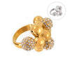 316L Stainless Steel Geometric Round Bead Stitching Ring With Electroplating For Women