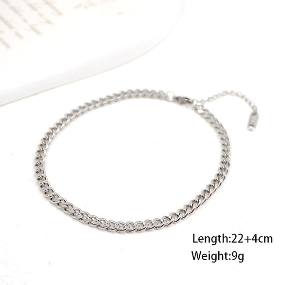 Titanium Steel Geometric Round Chain Anklet Stackable Multi Layer Unisex Foot Accessories Four Piece Set