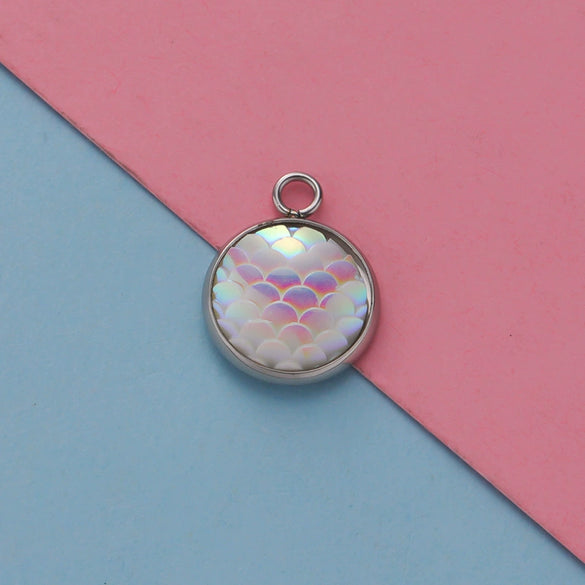 Titanium Steel Geometric Round Fish Scale Jewelry Accessories Pendant