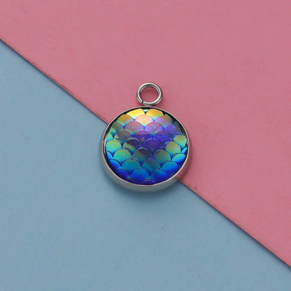 Titanium Steel Geometric Round Fish Scale Jewelry Accessories Pendant