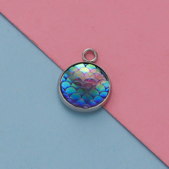 Titanium Steel Geometric Round Fish Scale Jewelry Accessories Pendant