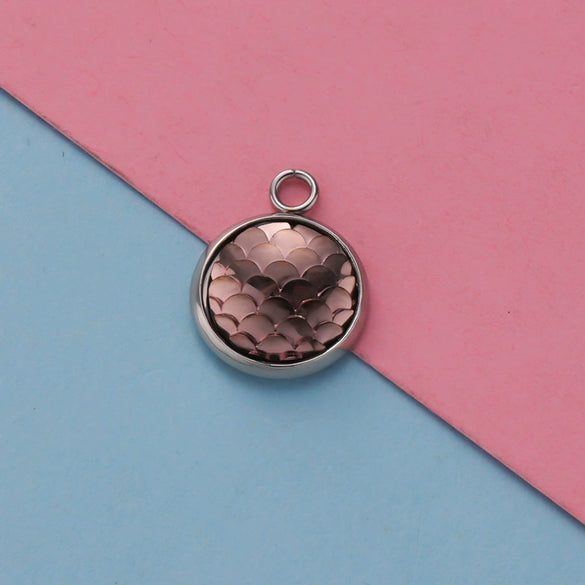 Titanium Steel Geometric Round Fish Scale Jewelry Accessories Pendant