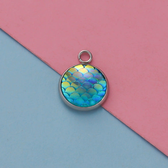 Titanium Steel Geometric Round Fish Scale Jewelry Accessories Pendant