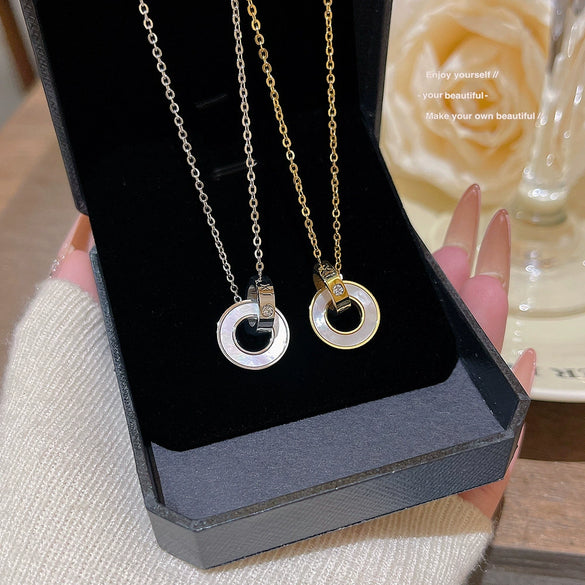 Titanium Steel Geometric Shaped Diamondencrusted Women's Luxury Clavicle Chain Necklace