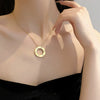 Titanium Steel Geometric Sixdiamond Set Women's Clavicle Necklace With Cross Chain
