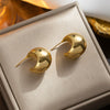 Titanium Steel Geometric Small Bean Earrings Real Gold Electroplated
