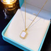 Titanium Steel Geometric Small Square Women's Necklace With Diamond Design
