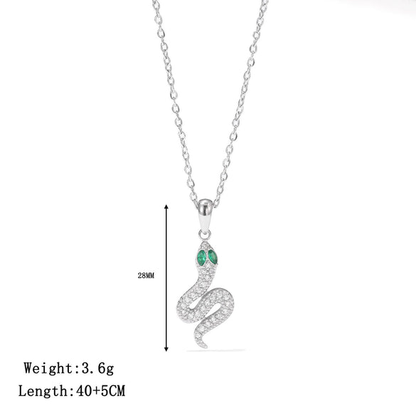 Titanium Steel Geometric Snake Pendant Necklace With Electroplating For Women