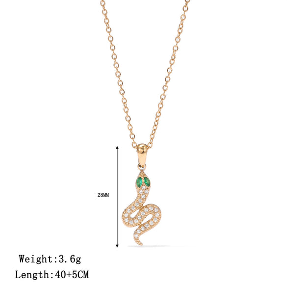 Titanium Steel Geometric Snake Pendant Necklace With Electroplating For Women
