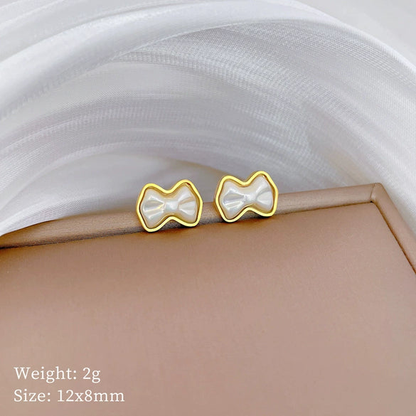 Titanium Steel Geometric Specialshaped Pearl Minimalist Style Electroplated Earrings For Women And Men