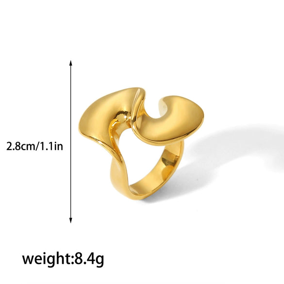 Titanium Steel Geometric Spiral Sshaped Women's Niche Design Electroplated Ring