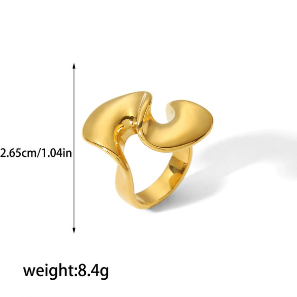 Titanium Steel Geometric Spiral Sshaped Women's Niche Design Electroplated Ring