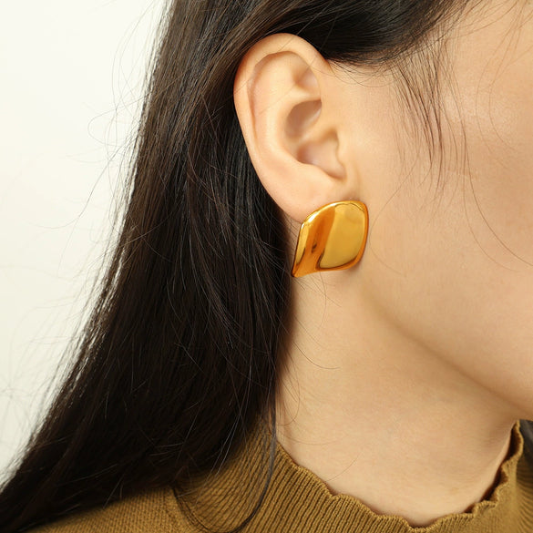 316L Stainless Steel Geometric Square Earrings With Fine Plating For Women