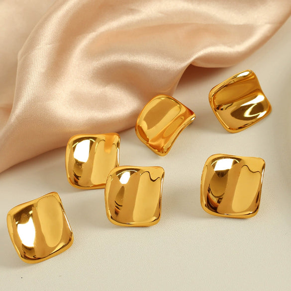 316L Stainless Steel Geometric Square Earrings With Fine Plating For Women