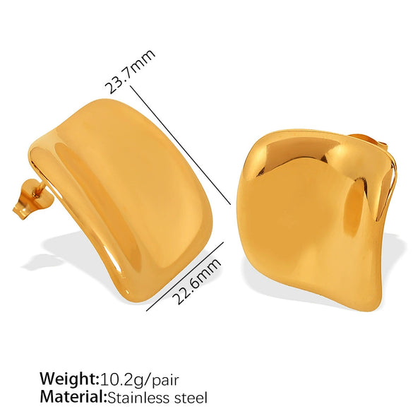 316L Stainless Steel Geometric Square Earrings With Fine Plating For Women