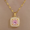 Titanium Steel Geometric Square Light Luxury Full Diamond Electroplated Women's Necklace Earrings Set
